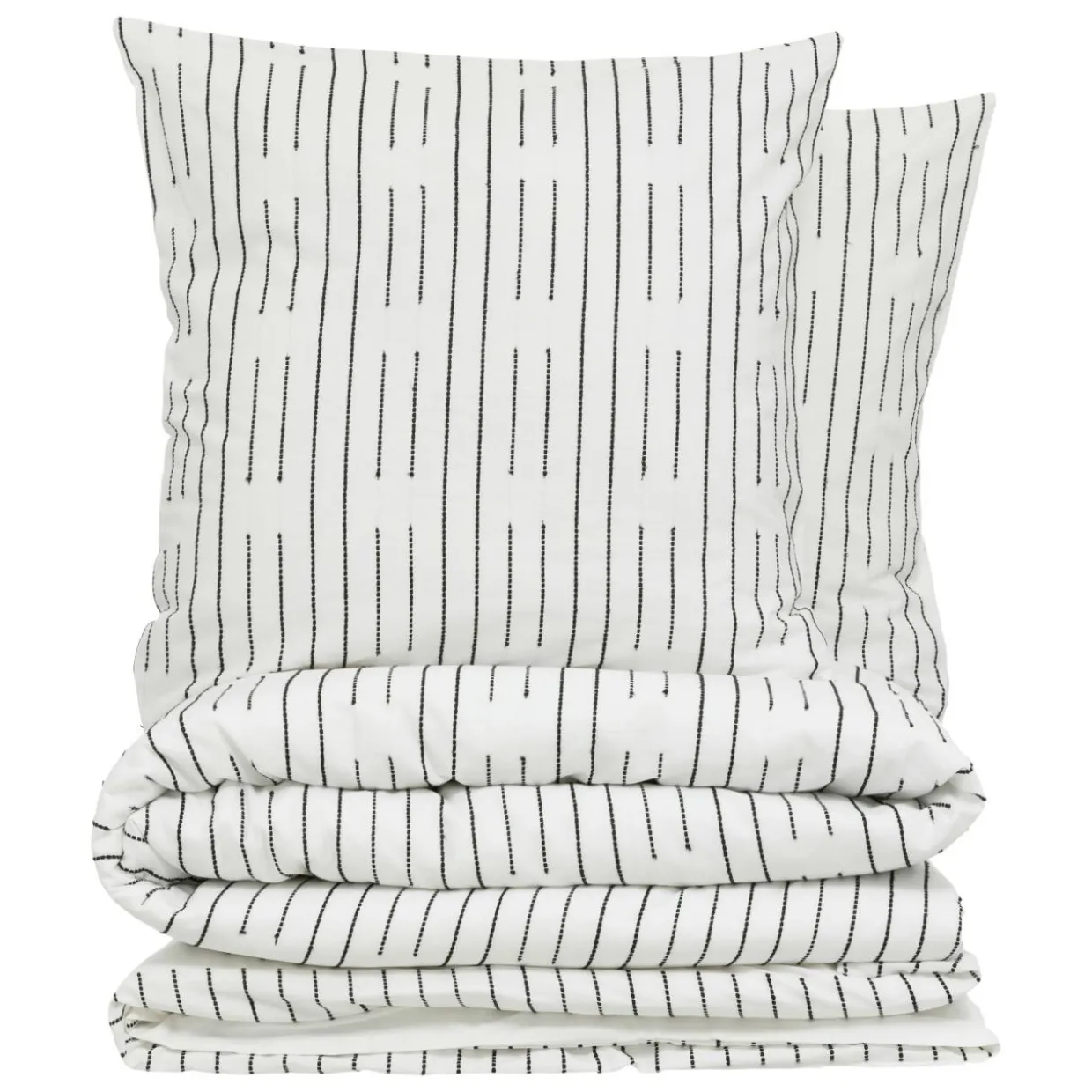 Housse de couette et deux taies coton (260 x 240 cm) Dobby Grise