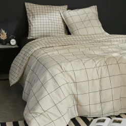 Housse de couette et deux taies coton (240 x 220 cm) Carrie Beige