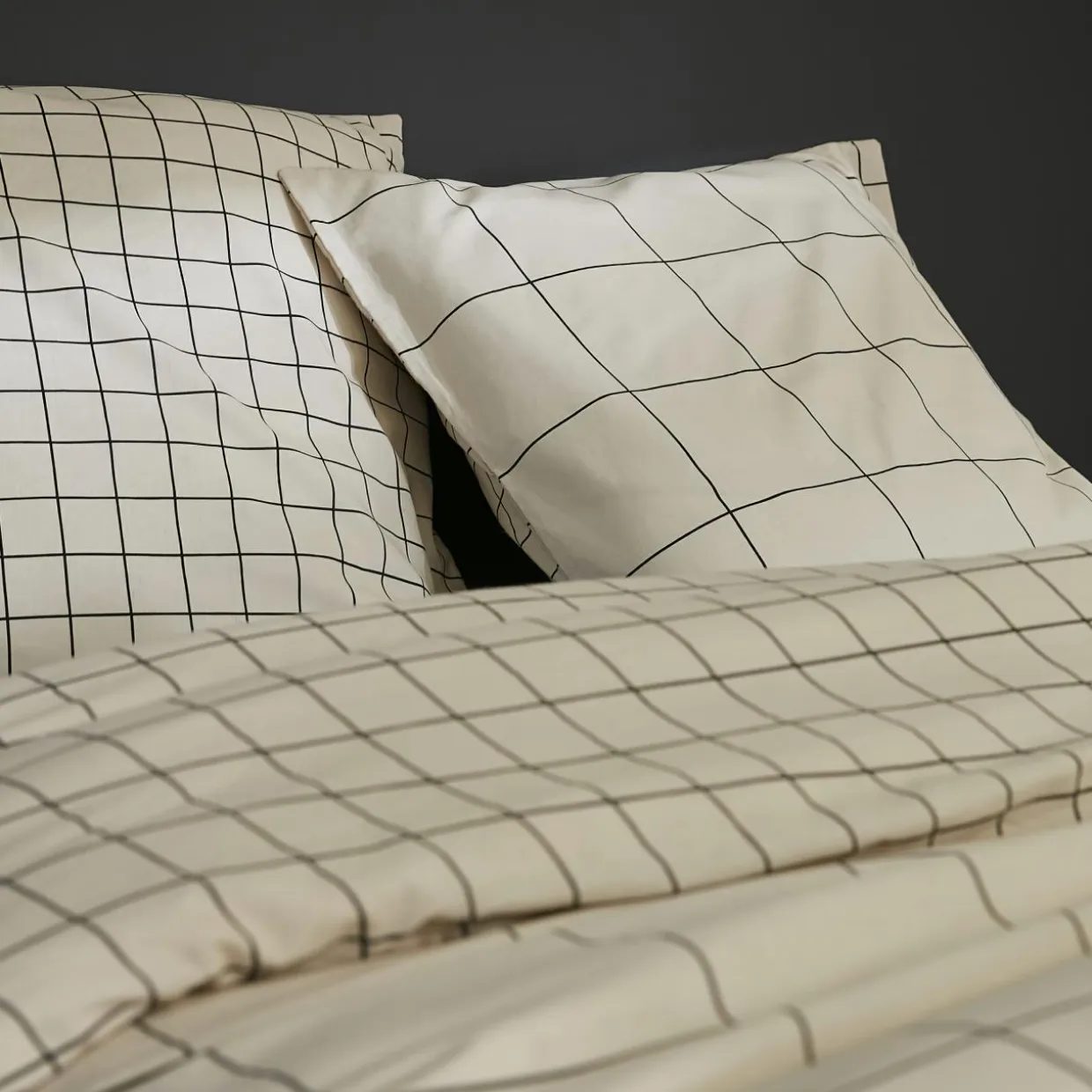 Housse de couette et deux taies coton (240 x 220 cm) Carrie Beige