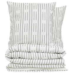 Housse de couette et deux taies coton (240 x 220 cm) Dobby Noire