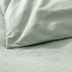 Housse de couette et deux taies d'oreiller coton (240 x 220 cm) Meline Vert sauge