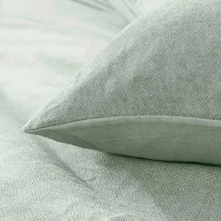 Housse de couette et deux taies d'oreiller coton (240 x 220 cm) Meline Vert sauge