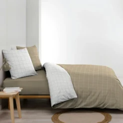 Housse de couette et deux taies d'oreiller en coton (200 x 200 cm) Cadria Blanc