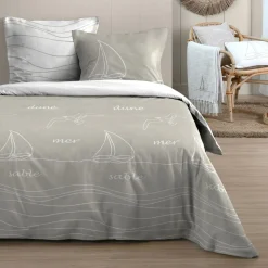 Housse de couette et deux taies cotons (240 x 220 cm) Dunes Beige