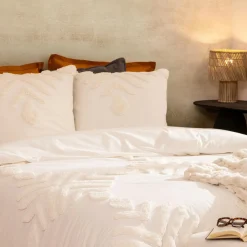 Housse de couette et deux taies coton lavé (240 x 220 cm) Inu Ecru