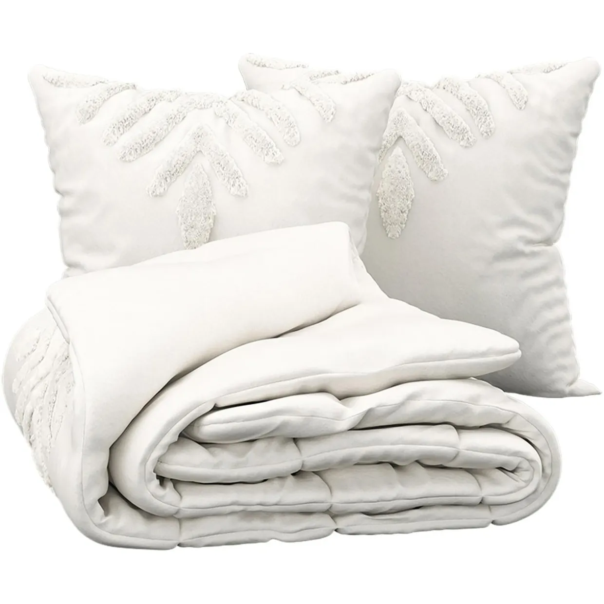 Housse de couette et deux taies coton lavé (240 x 220 cm) Inu Ecru
