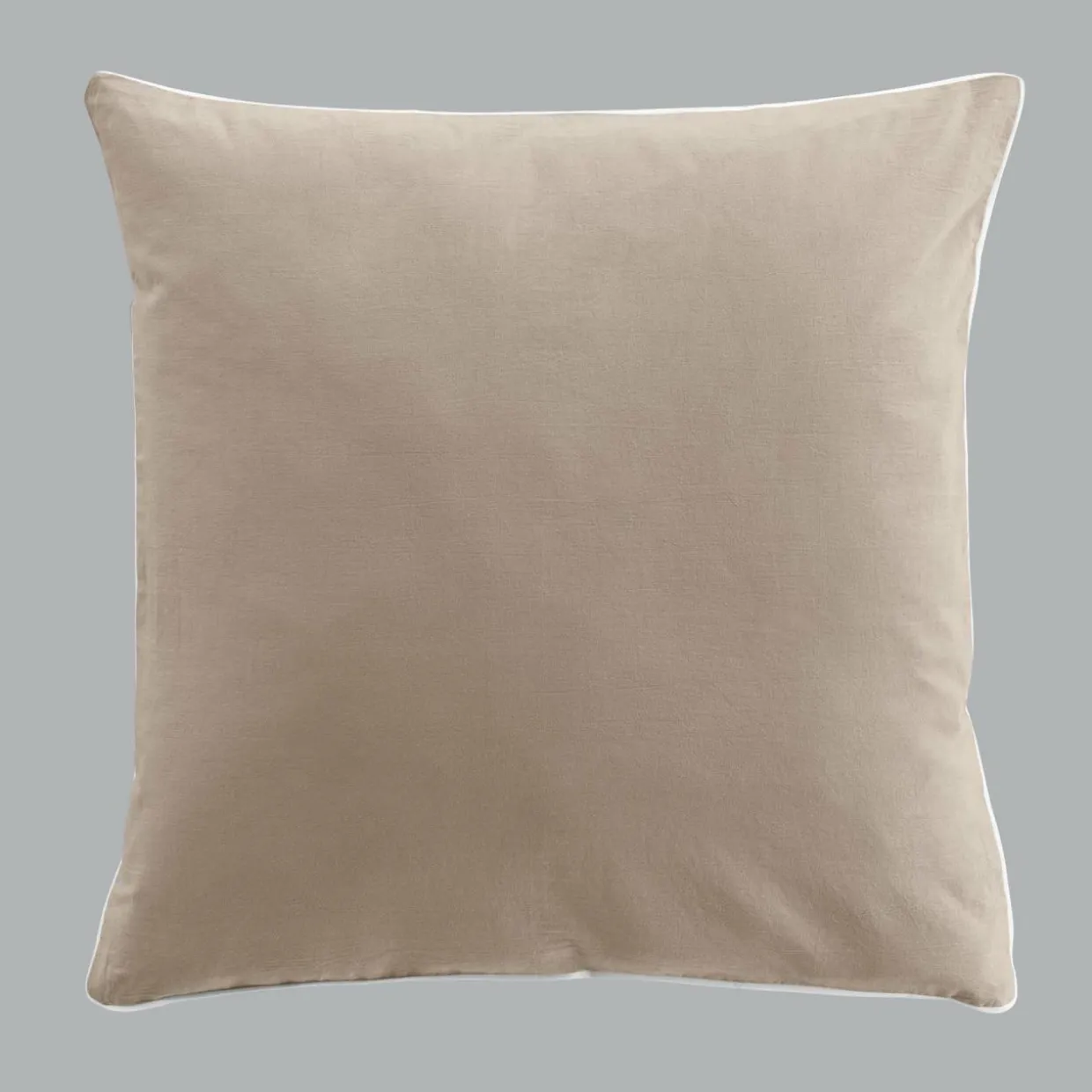 Housse de couette et deux taies coton lavé (240 x 220 cm) Linette Beige