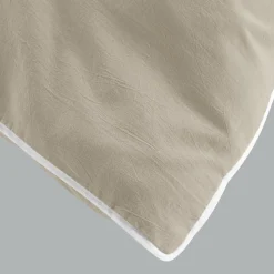 Housse de couette et deux taies coton lavé (240 x 220 cm) Linette Beige