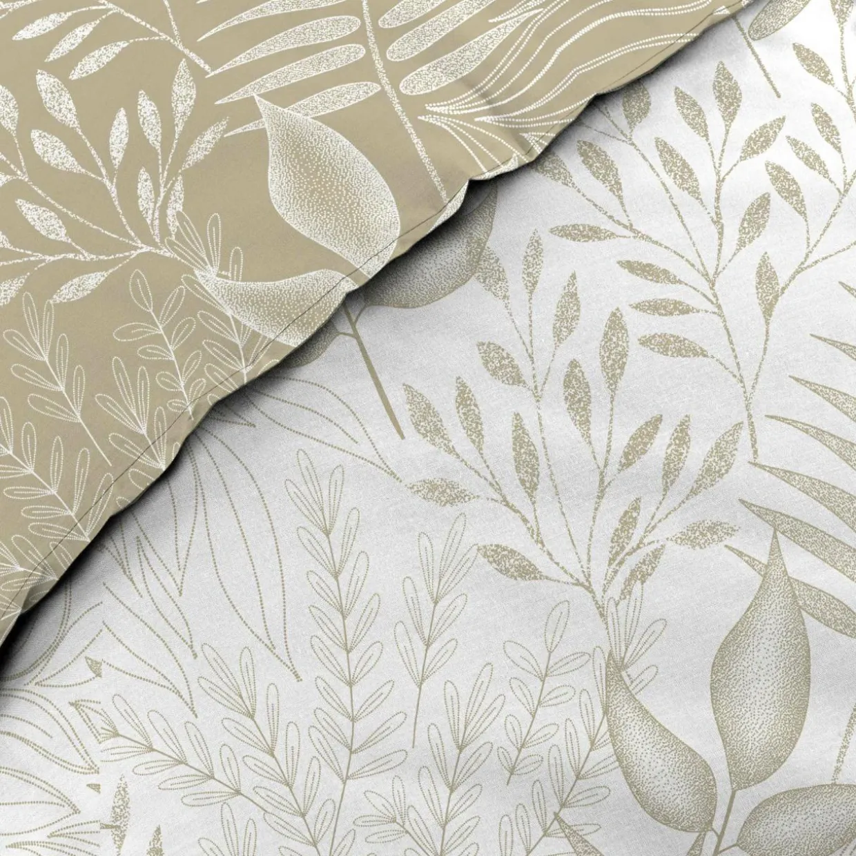 Housse de couette et deux taies coton (260 x 240 cm) Cassia Beige