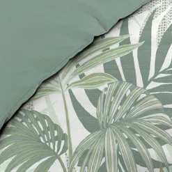 Housse de couette et deux taies d'oreiller en coton (240 x 220 cm) Nymea Vert