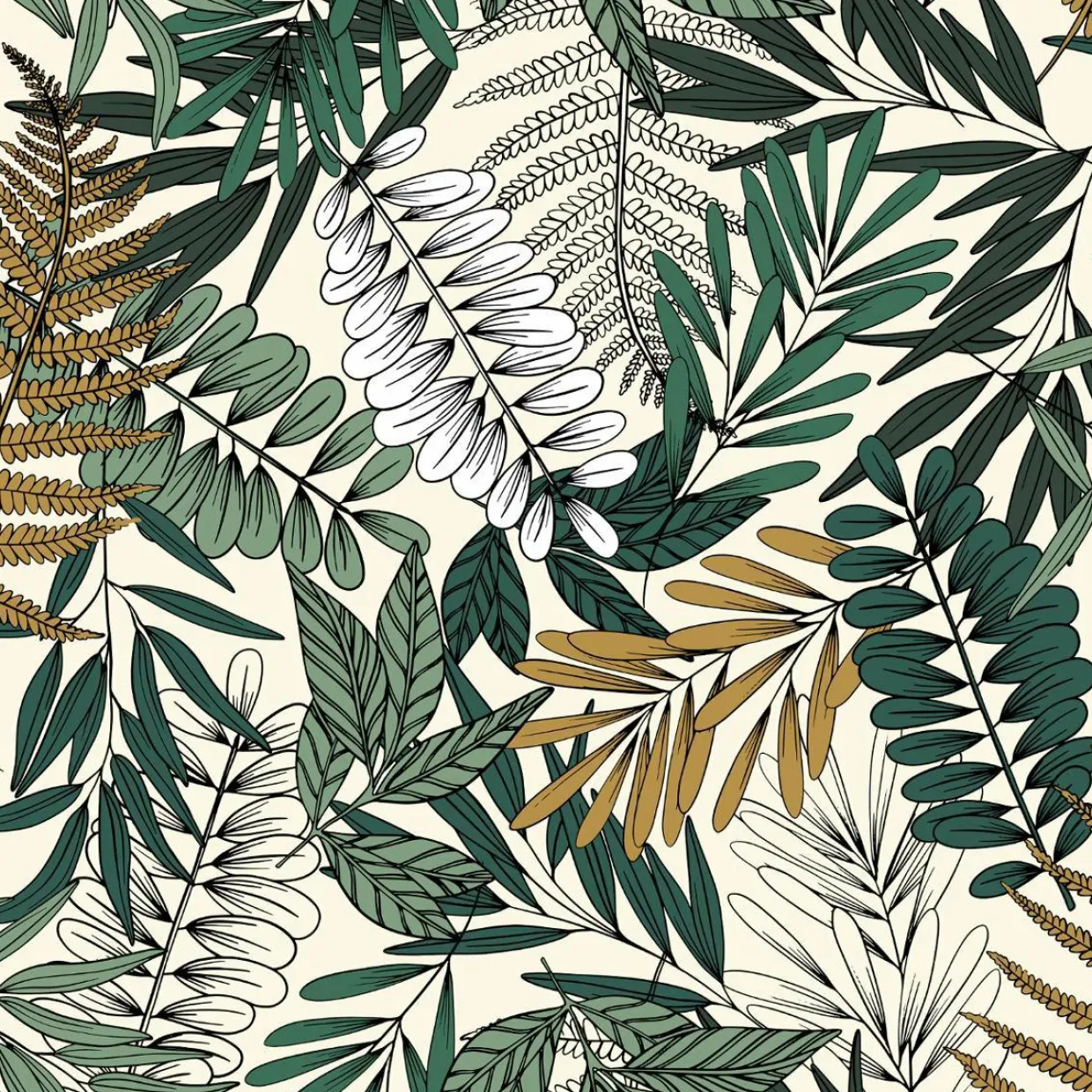 Housse de couette et deux taies coton (260 x 240 cm) Tropik Verte