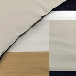 Housse de couette et deux taies percale de coton (240 x 220 cm) Ulysse Multicolore