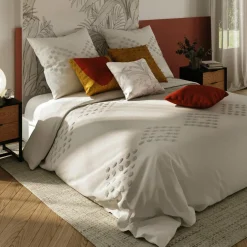 Housse de couette et deux taies coton lavé (240 x 220 cm) Moura Ecru