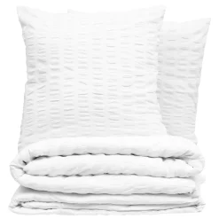Housse de couette et deux taies polycoton (260 x 240 cm) Irhia Blanche