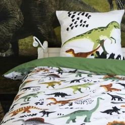 Housse de couette et deux taies enfant coton (240 x 220 cm) Cretace Verte