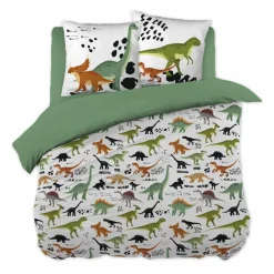 Housse de couette et deux taies enfant coton (240 x 220 cm) Cretace Verte