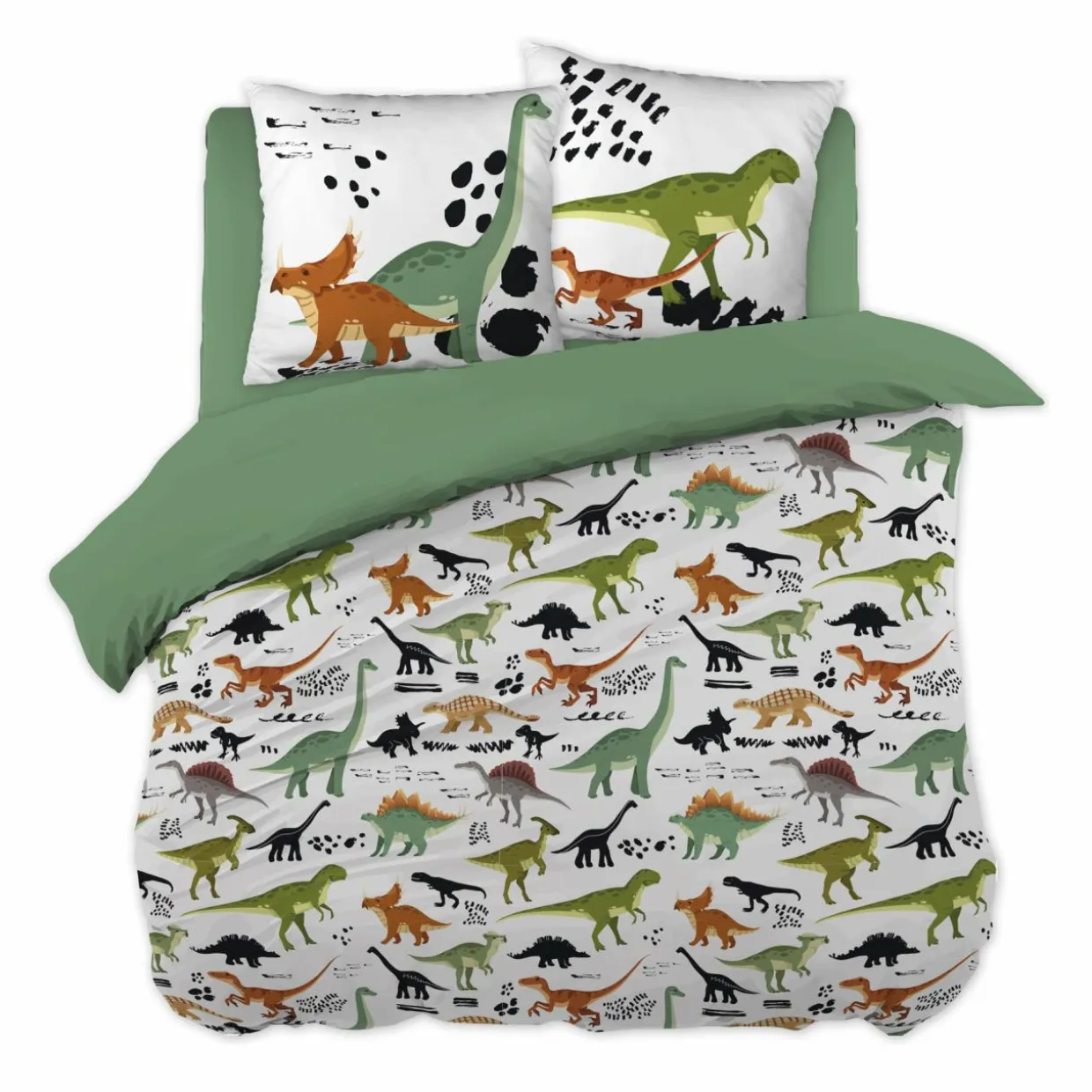 Housse de couette et deux taies enfant coton (240 x 220 cm) Cretace Verte