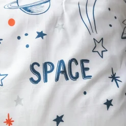 Housse de couette et deux taies enfant coton (240 x 220 cm) Galaxie Blanche