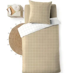 Housse de couette et une taie d'oreiller en coton (140 x 200 cm) Cadria Blanc