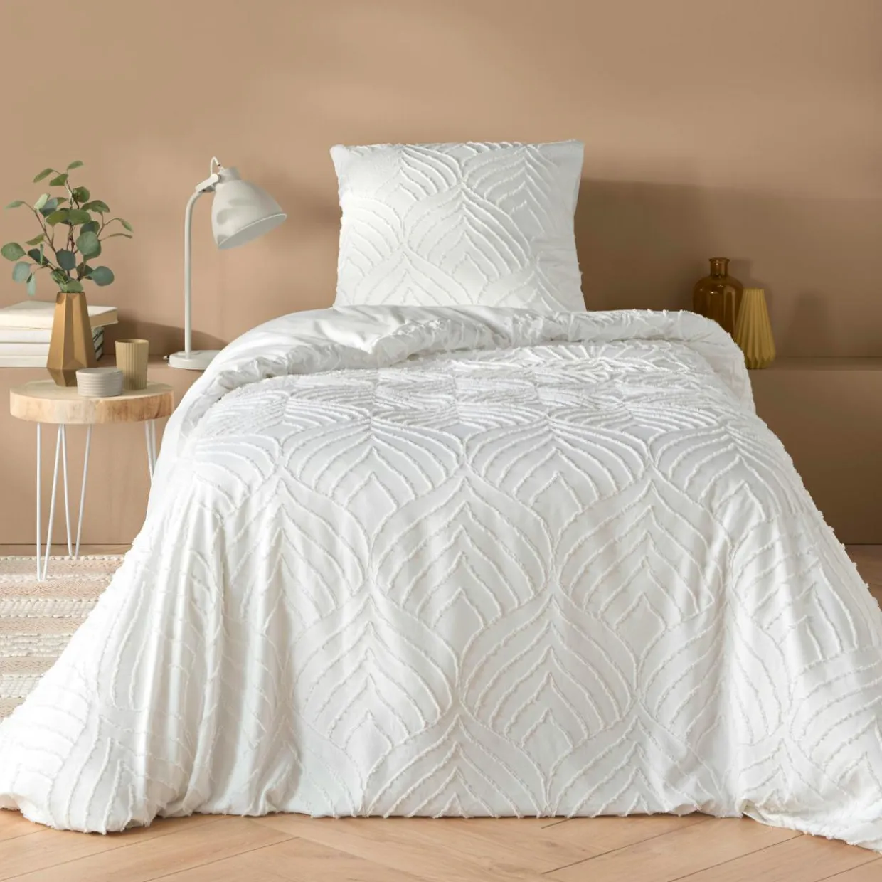 Housse de couette et une taie d'oreiller microfibre (140 x 200 cm) Heltie Blanc