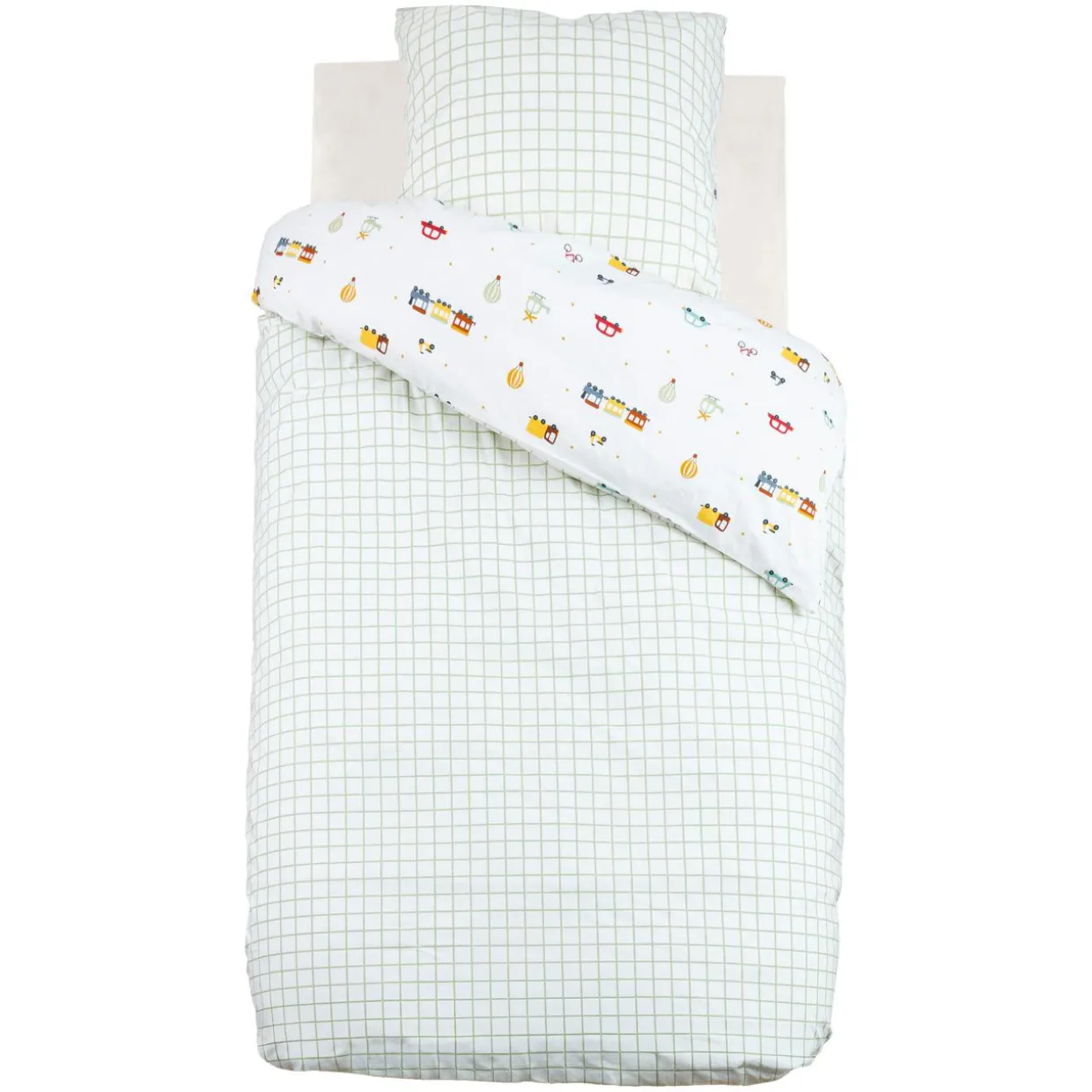 Housse de couette et une taie enfant coton (140 x 200 cm) Voitures Multicolore