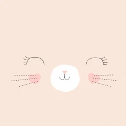 Housse de couette et une taie enfant coton (140 x 200 cm) Chat Rose
