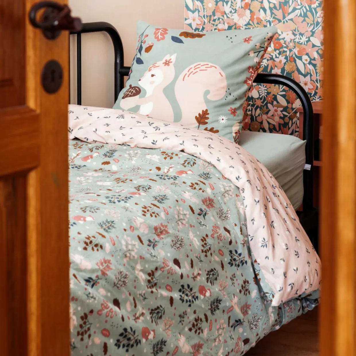 Housse de couette et une taie enfant coton (140 x 200 cm) Tamia Multicolore