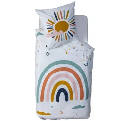 Housse de couette et une taie enfant coton (140 x 200 cm) Arc-en-ciel Multicolore