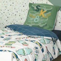 Housse de couette et une taie enfant coton (140 x 200 cm) California Bleu