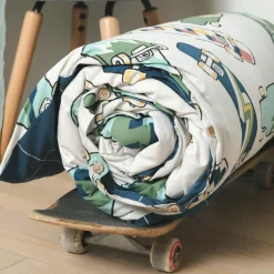 Housse de couette et une taie enfant coton (140 x 200 cm) California Bleu
