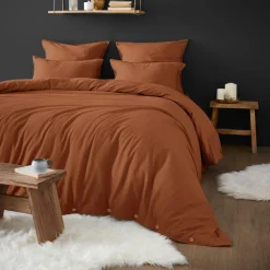 Housse de couette flanelle de coton (240 x 220 cm) Théa Terracotta