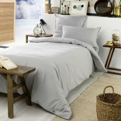 Housse de couette flanelle de coton (140 x 200 cm) Nina Gris clair