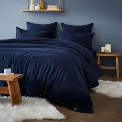 Housse de couette flanelle de coton (200 x 200 cm) Nina Bleu nuit