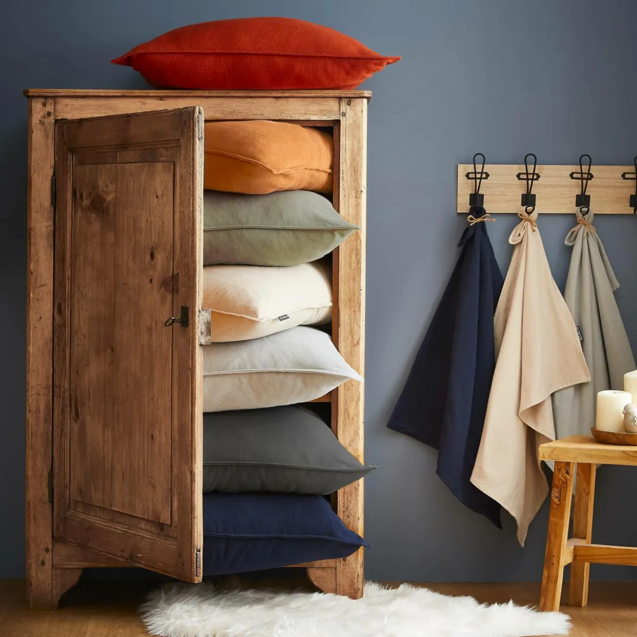 Housse de couette flanelle de coton (240 x 220 cm) Nina Terracotta