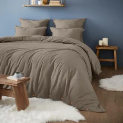 Housse de couette flanelle de coton (280 x 240 cm) Nina Ficelle