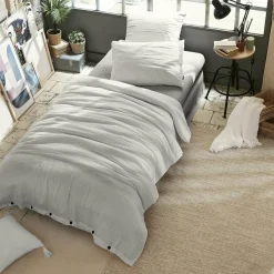 Housse de couette gaze de coton (140 x 200 cm) Gaïa Gris nuage