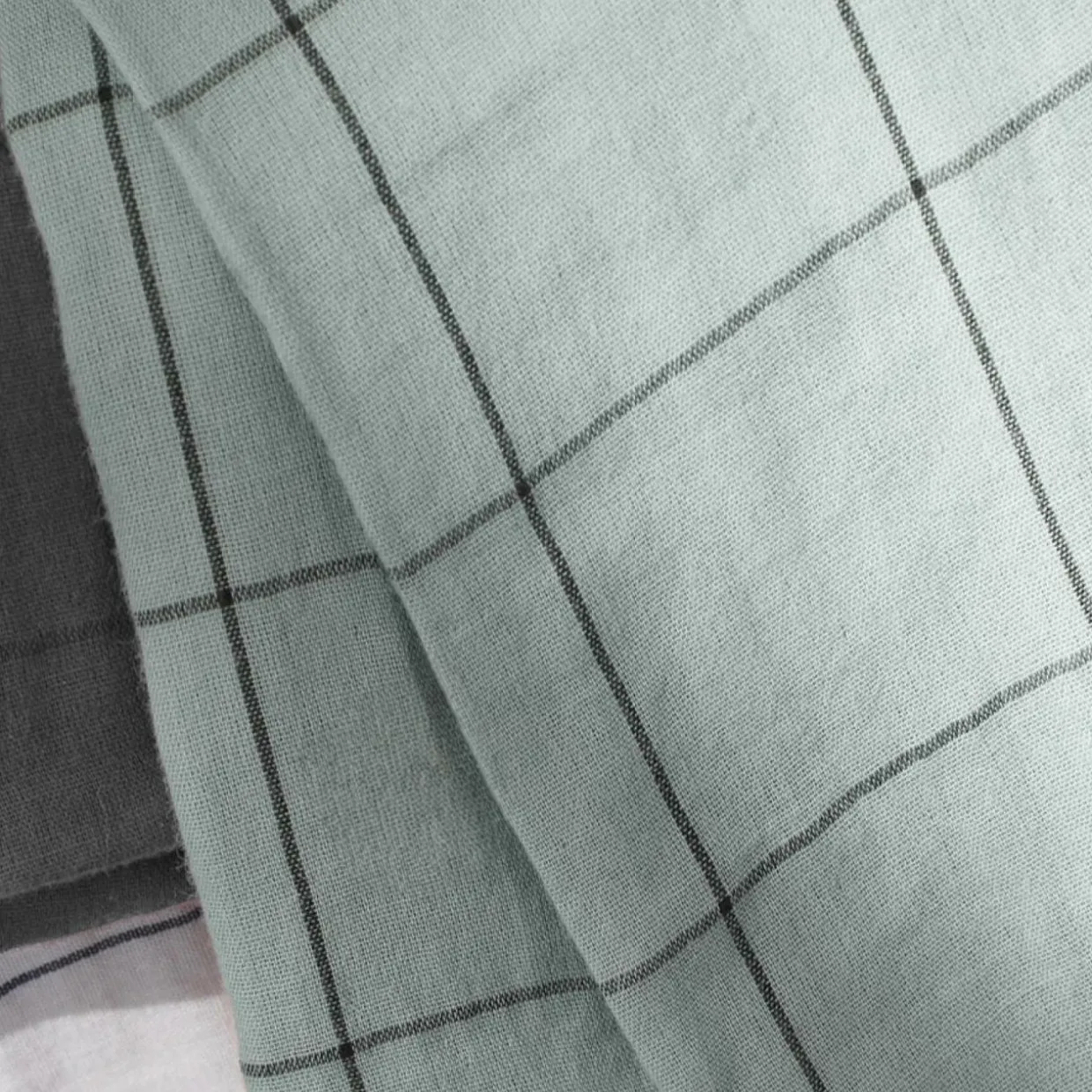 Housse de couette gaze de coton (140 x 200 cm) Gaïa Match Vert eucalyptus