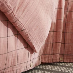 Housse de couette gaze de coton (140 x 200 cm) Gaïa Match Rose pêche
