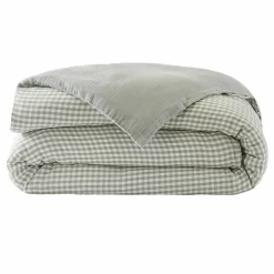 Housse de couette gaze de coton (200 x 200 cm) Gaïa vichy Vert eucalyptus