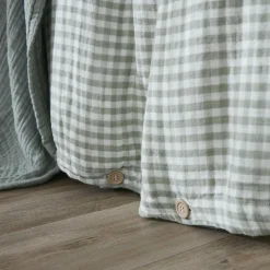 Housse de couette gaze de coton (200 x 200 cm) Gaïa vichy Vert eucalyptus
