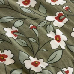 Housse de couette gaze de coton (240 x 220 cm) Gaïa marguerite Vert romarin