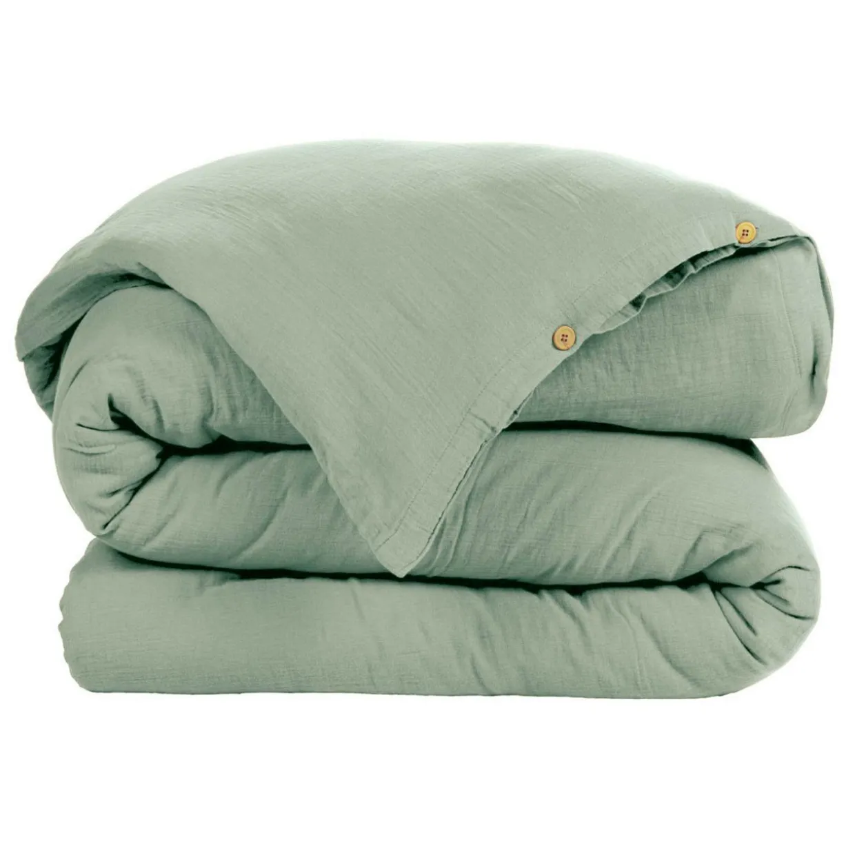 Housse de couette gaze de coton (140 x 200 cm) Gaïa Vert eucalyptus
