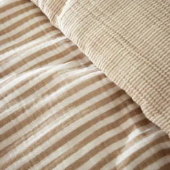 Housse de couette gaze de coton (260 x 240 cm) Gaïa rayures Ficelle