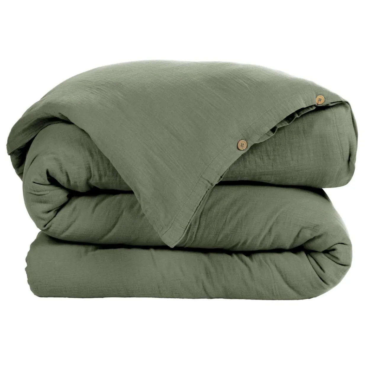 Housse de couette gaze de coton (140 x 200 cm) Gaïa Vert romarin