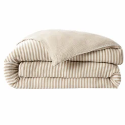 Housse de couette gaze de coton (280 x 240 cm) Gaïa rayures Ficelle