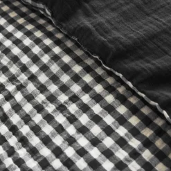 Housse de couette gaze de coton (280 x 240 cm) Gaïa vichy Noir