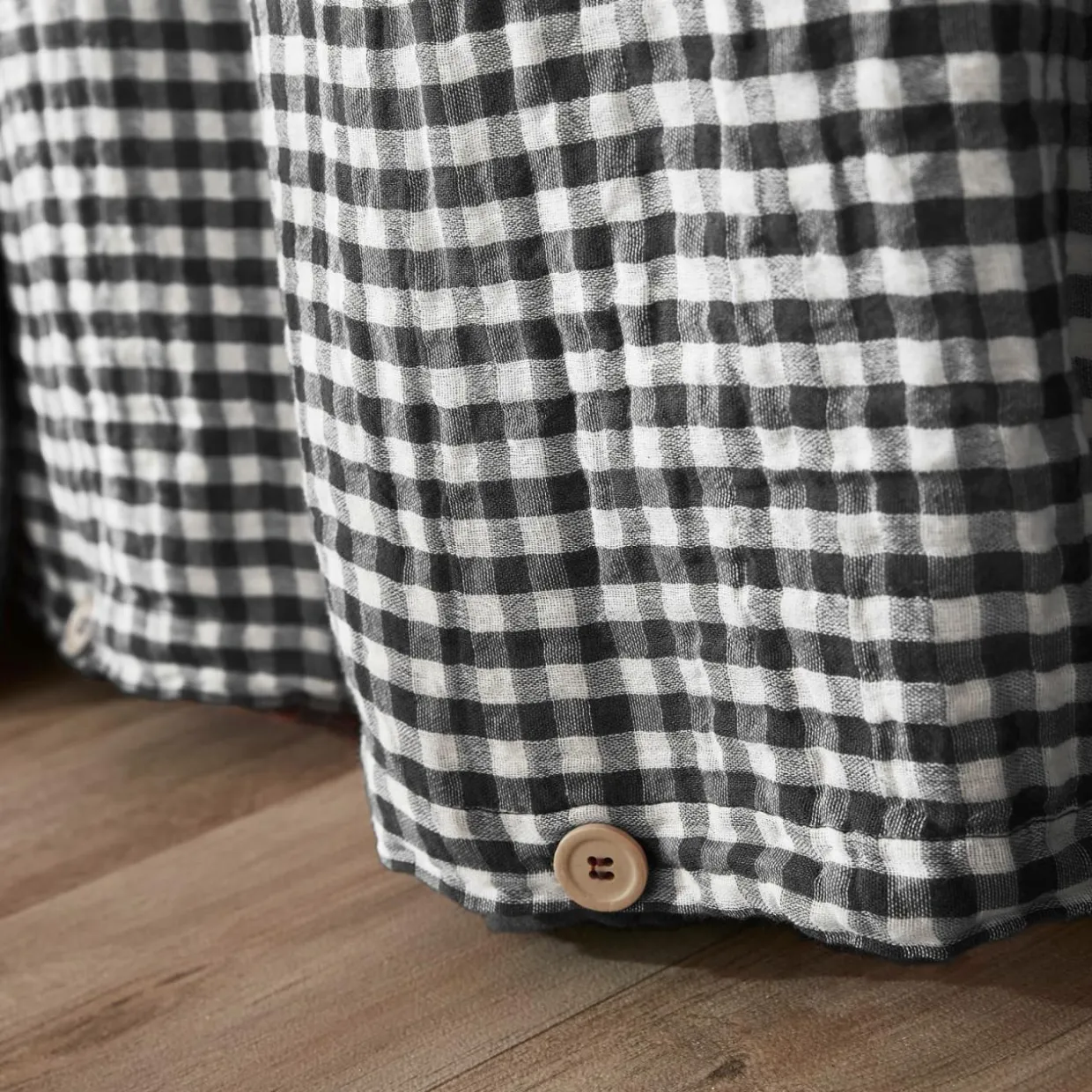 Housse de couette gaze de coton (280 x 240 cm) Gaïa vichy Noir