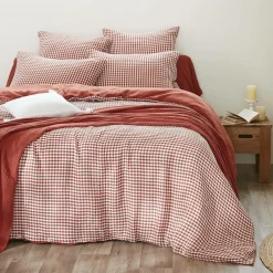 Housse de couette gaze de coton (280 x 240 cm) Gaïa vichy Terracotta
