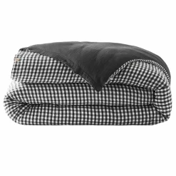 Housse de couette gaze de coton (200 x 200 cm) Gaïa vichy Noir