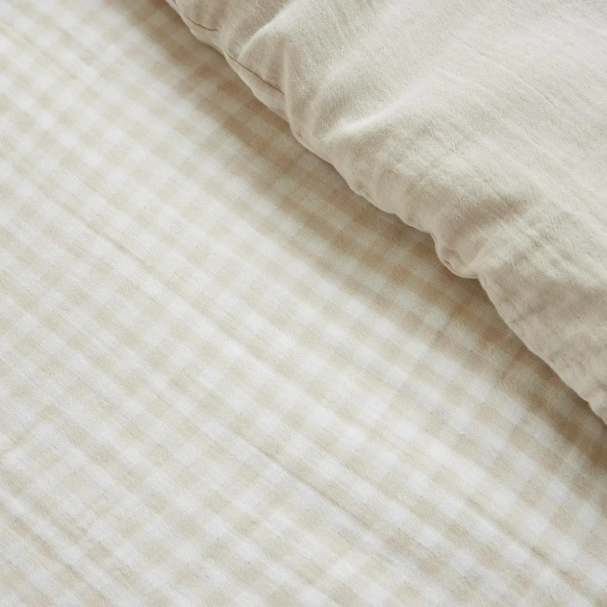 Housse de couette gaze de coton (280 x 240 cm) Gaïa vichy Beige